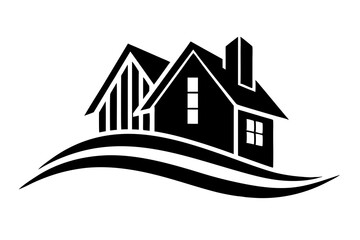 Real state logo icon silhouette vector illustration on white background