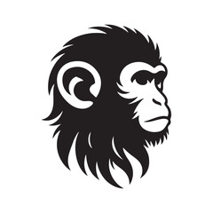 Monkey  head silhouette vector art illustration