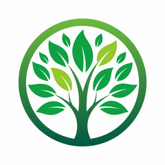 Circle tree logo icon vector art illustration template design
