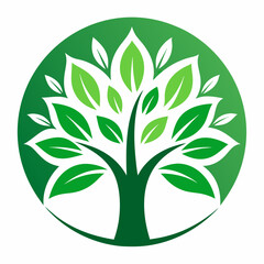 Circle tree logo icon vector art illustration template design
