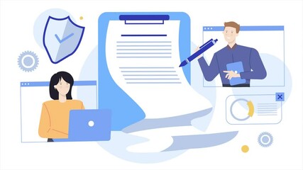 online business contract and agreement animated illustration video