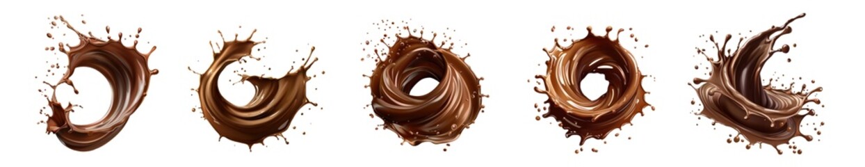 Swirling patterns formed by melting chocolate liquid isolated on transparent background cutout png