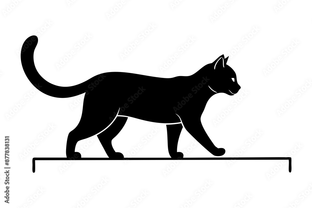 Wall mural Cat walking on wall silhouette vector illustration