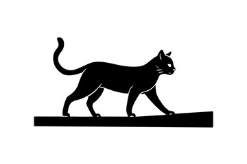 Cat walking on wall silhouette vector illustration