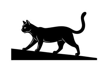 Cat walking on wall silhouette vector illustration