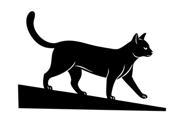 Cat walking on wall silhouette vector illustration