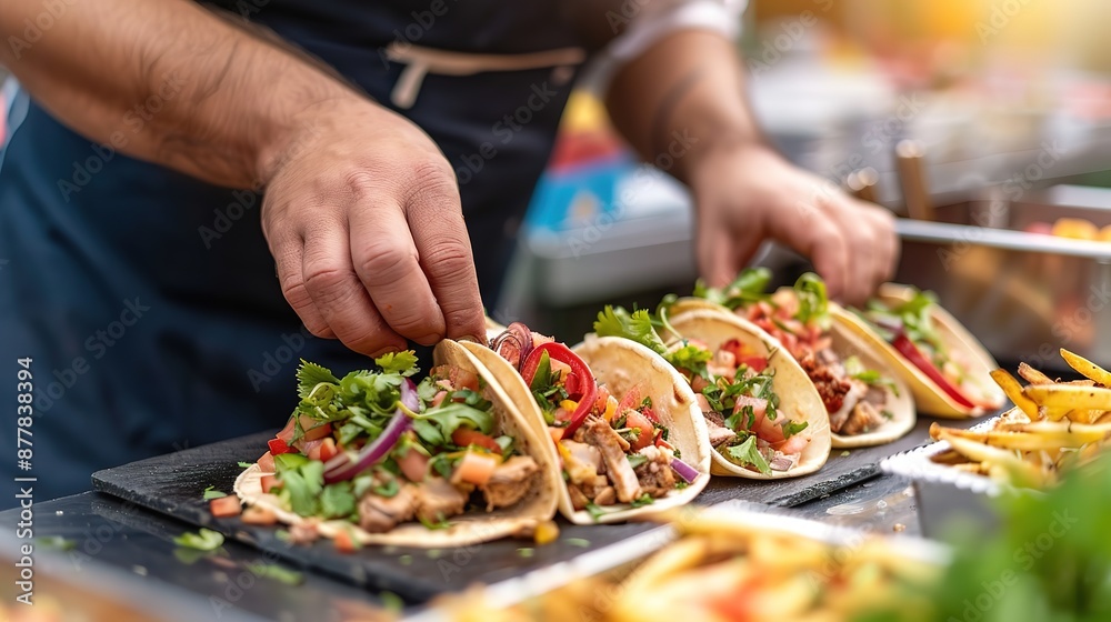 Wall mural Glorious Hand holding delicious taco