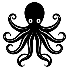 Octopus icon silhouette vector illustration on white background