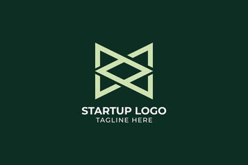 two triangle combined shaping infinity shape and hourglass modern abstract minimal logo, letter iconic building icon construction