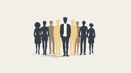 Leader promoting a culture of empathy, supportive workplace, digital illustration, neutral tones, isolated on white background