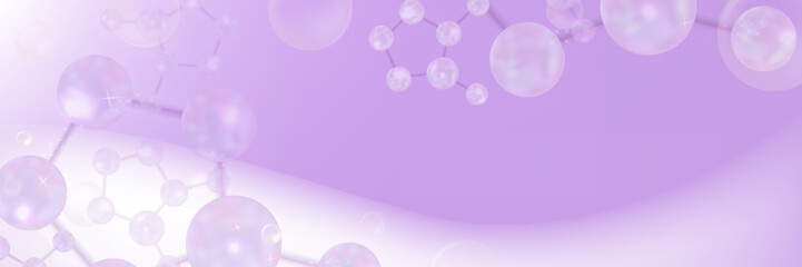 Hyaluronic acid and Niacinamide hair and skin solutions ad, purple collagen serum drop with cosmetic advertising background ready to use, illustration vector.