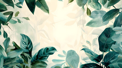 Soft gradient background framed by leafy foliage