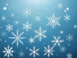 Fototapeta premium abstract blue color background bokeh shine with snowflake