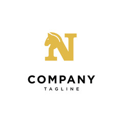 Letter N Chess Horse Logo icon vector template