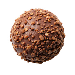 Chocolate truffle ball top view isolated on transparent background
