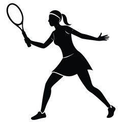 Women Tennis player silhouette vector