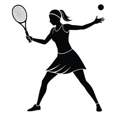Women Tennis player silhouette vector