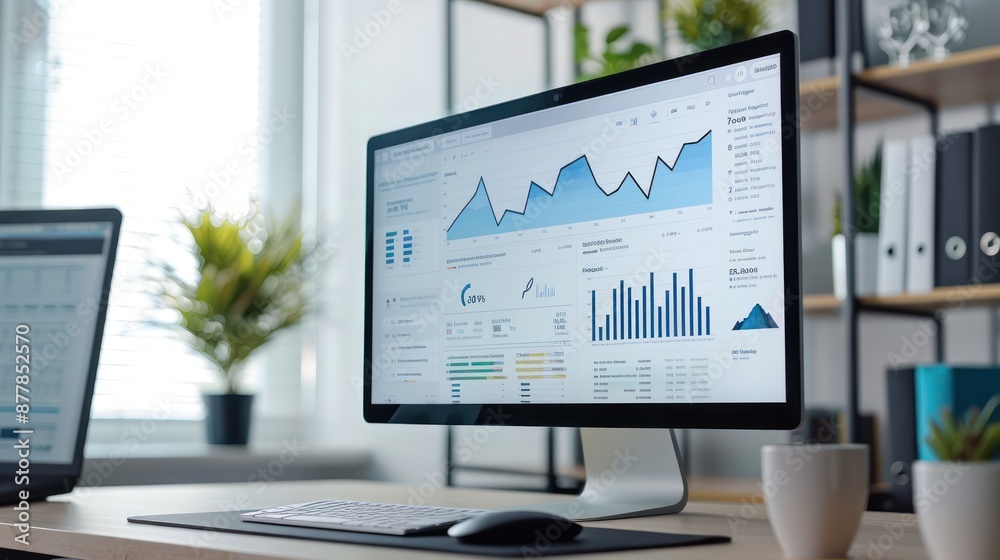 Wall mural a digital marketing dashboard displaying website traffic data driven by seo efforts.