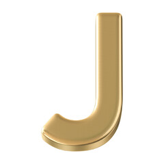 Golden 3D Font Letter J