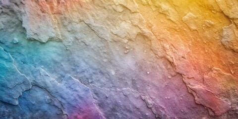 Naklejka premium Close-up of a textured stone surface with a beautiful rainbow gradient, perfect for artistic and creative backgrounds. 