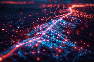 Obraz premium Digital map of California US Network Connection created with Generative AI