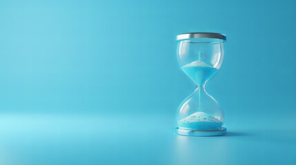 Blue Hourglass on a Light Blue Background
