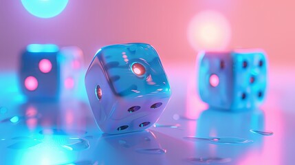 Neon Dice Reflection