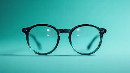 Green Glasses on Teal Background