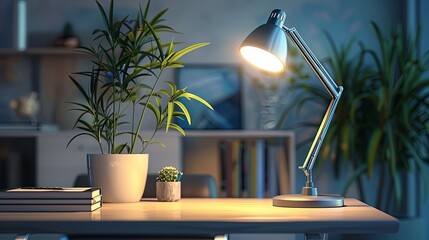 Desk Lamp Illuminating a Workspace