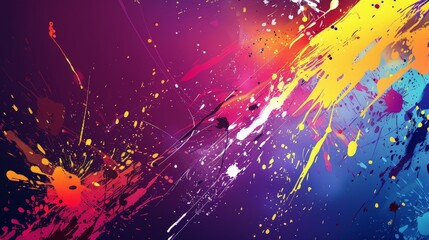 A dynamic abstract background with splatters and streaks of paint in various colors, evoking a sense of creativity and spontaneity