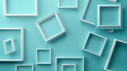 White Frames on a Turquoise Background