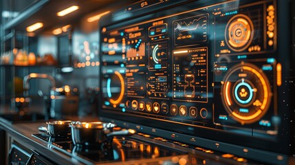 Fototapeta premium Futuristic Kitchen Interface Display