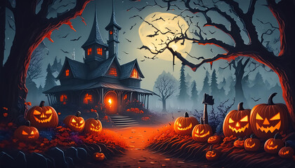 Gloomy and scary background for Halloween. Halloween concept. Generative Ai