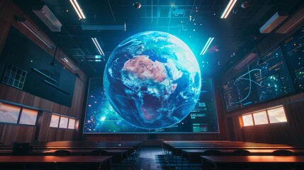 Earth Projection in Futuristic Lecture Hall