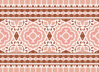 Seamless geometric ethnic asian oriental and tradition pattern design for texture and background. Silk and fabric pattern decoration for carpet, Thai clothing, wrapping and wallpaper