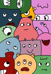 Monster cartoon design is full of paper.