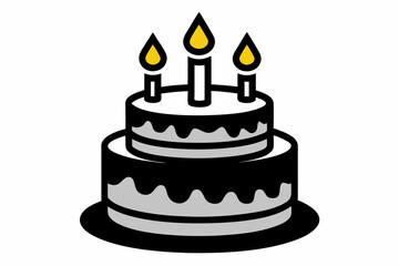 A happy birthday cake with candles blazing illustration with vector art 