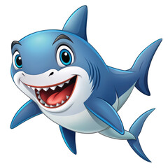 Happy shark isolated on transparent background