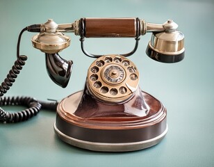 Vintage Rotary Dial Telephone: A close-up of an old-fashioned rotary dial telephone, highlighting its classic design and historical significance.