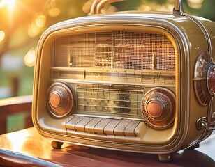 Classic Retro Radio: An image of an old-fashioned radio with intricate details, capturing the essence of vintage technology.