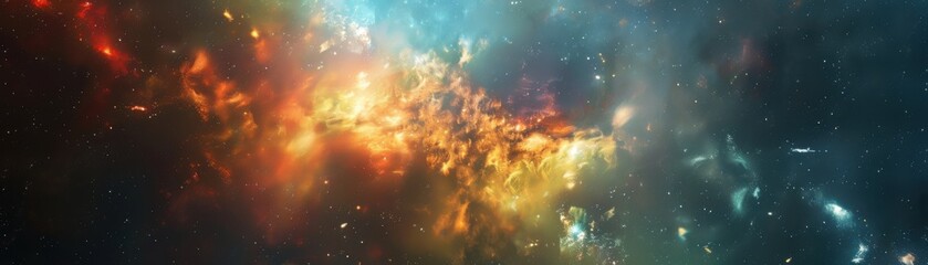 Naklejka premium Cosmic Kaleidoscope - Colorful Abstract Space Nebulae Art Creating Cosmic Wonder