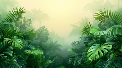 Obraz premium Lush green palm fronds sway in the warm sunlight