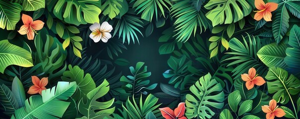 Forest flat design top view tropical wildlife cartoon drawing vivid
