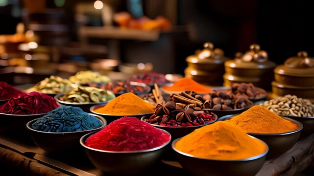 Colorful spices at an indian market