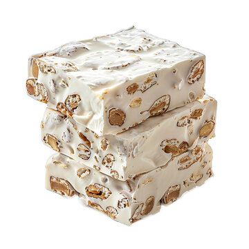 Pieces of delicious nougat, isolated on transparent background