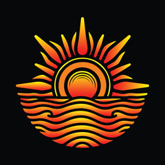 Stylish colorful sun vector illustrator