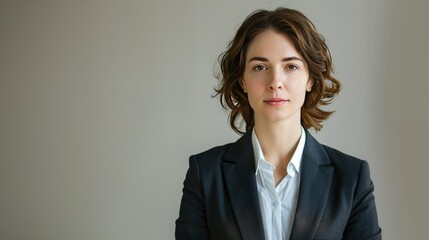 Portrait of a businesswoman in a suit, radiating confidence and success