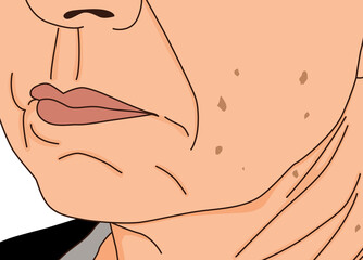The woman face saggy, illustration close up
