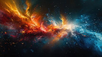 Naklejka premium Cosmic Fire and Ice Collision