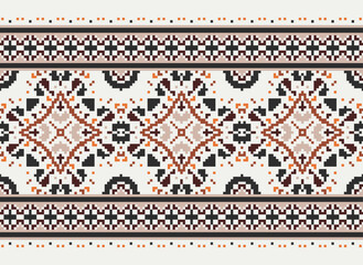 Pixel Indigenous geometry style pattern. seamless ethnic pattern concept. Design for indigenous, fabric, boho, carpet, ikat, tribal, batik, background
